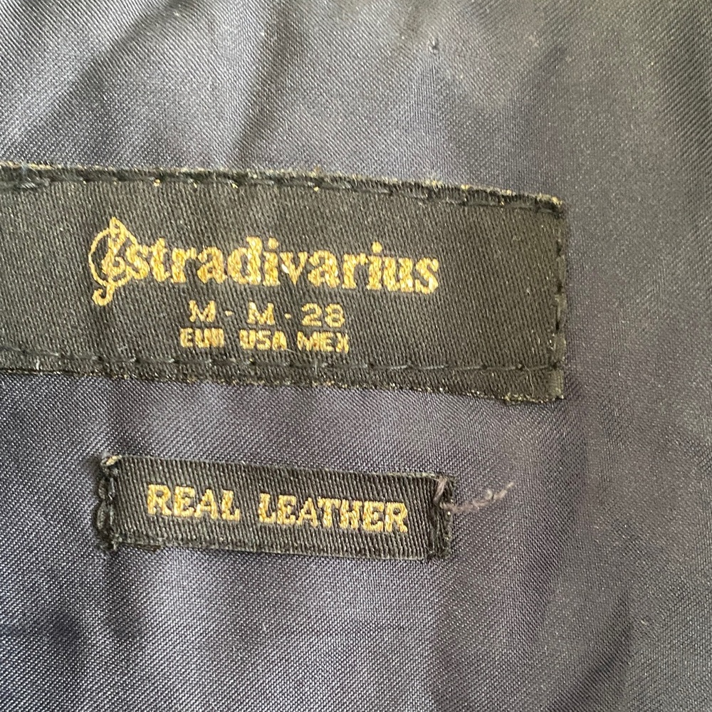 Stradivarius Dark Blue Leather Moto Jacket - Picture 2 of 5